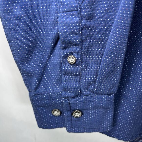 Carbon 2 Cobalt Button Down Shirt Mens Size Large Blue Polka Dot Long Sleeve EUC - Picture 4 of 11